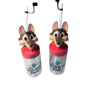 Wiley Wolf The Great Wolf Pack Red Kids Water Bottle with Straw